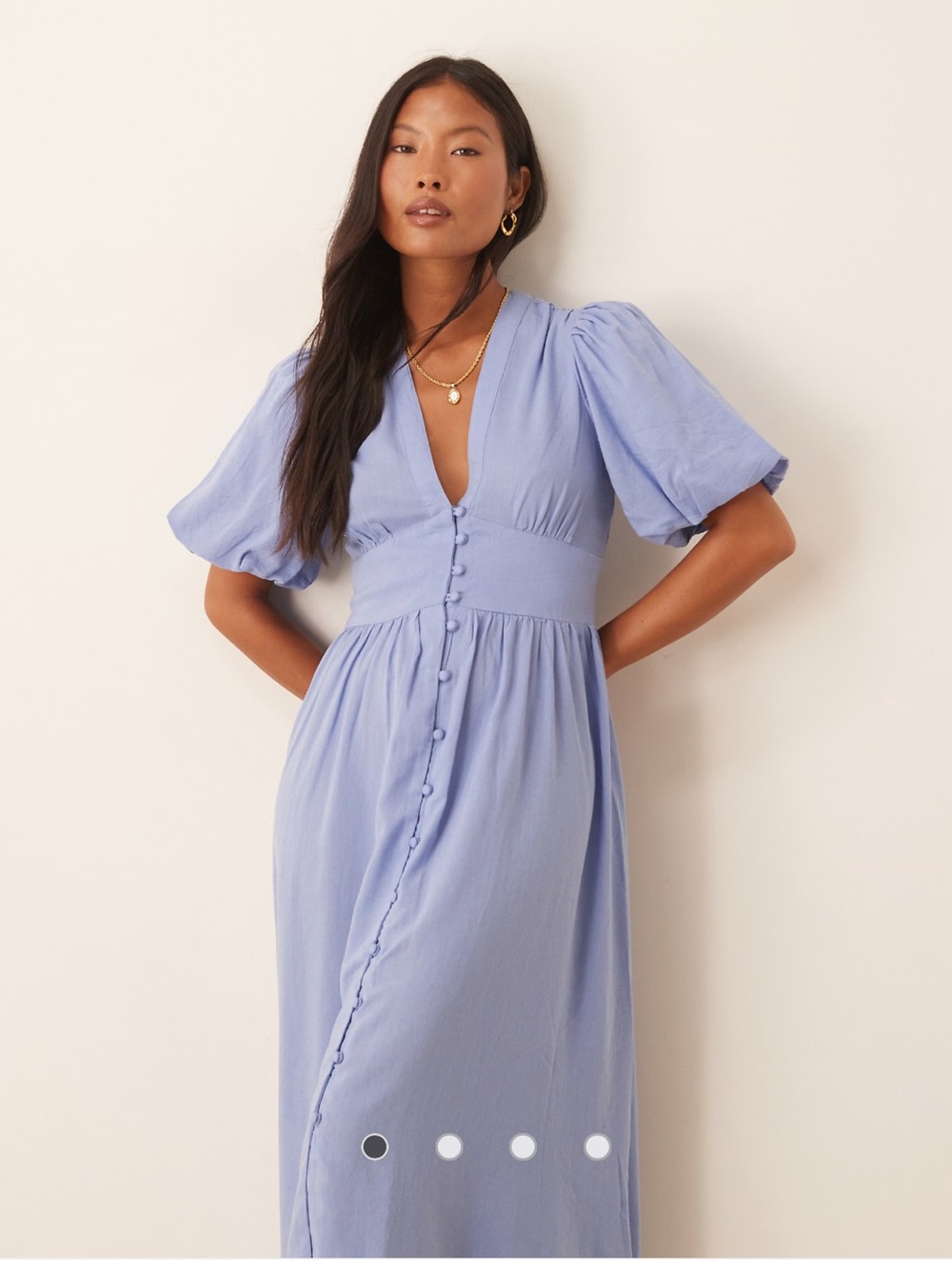 Nobody's Child Starlight Puff Sleeve Button-Up Maxi Dress